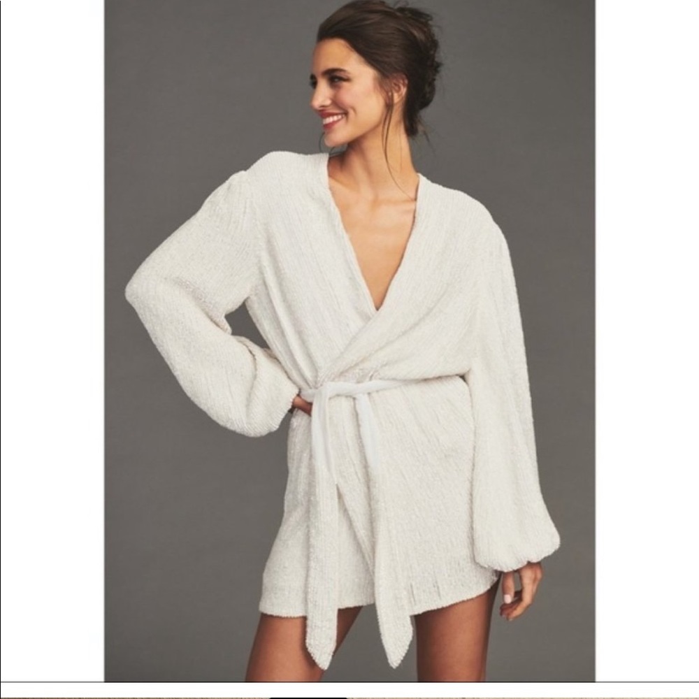 Retrofete Gabrielle Robe Dress- Moonglow White